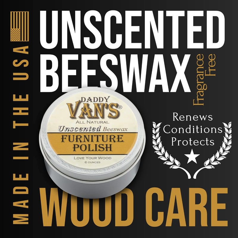 Daddy Van's All Natural Unscented Beeswax Furniture Polish - Food Safe Wood Conditioning Salve for Furniture, Cabinets, Antiques, and Butcher Block - Image 2